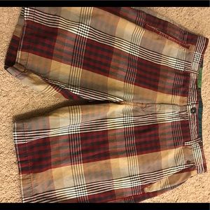 Volcom Plaid Shorts - Red and Tan